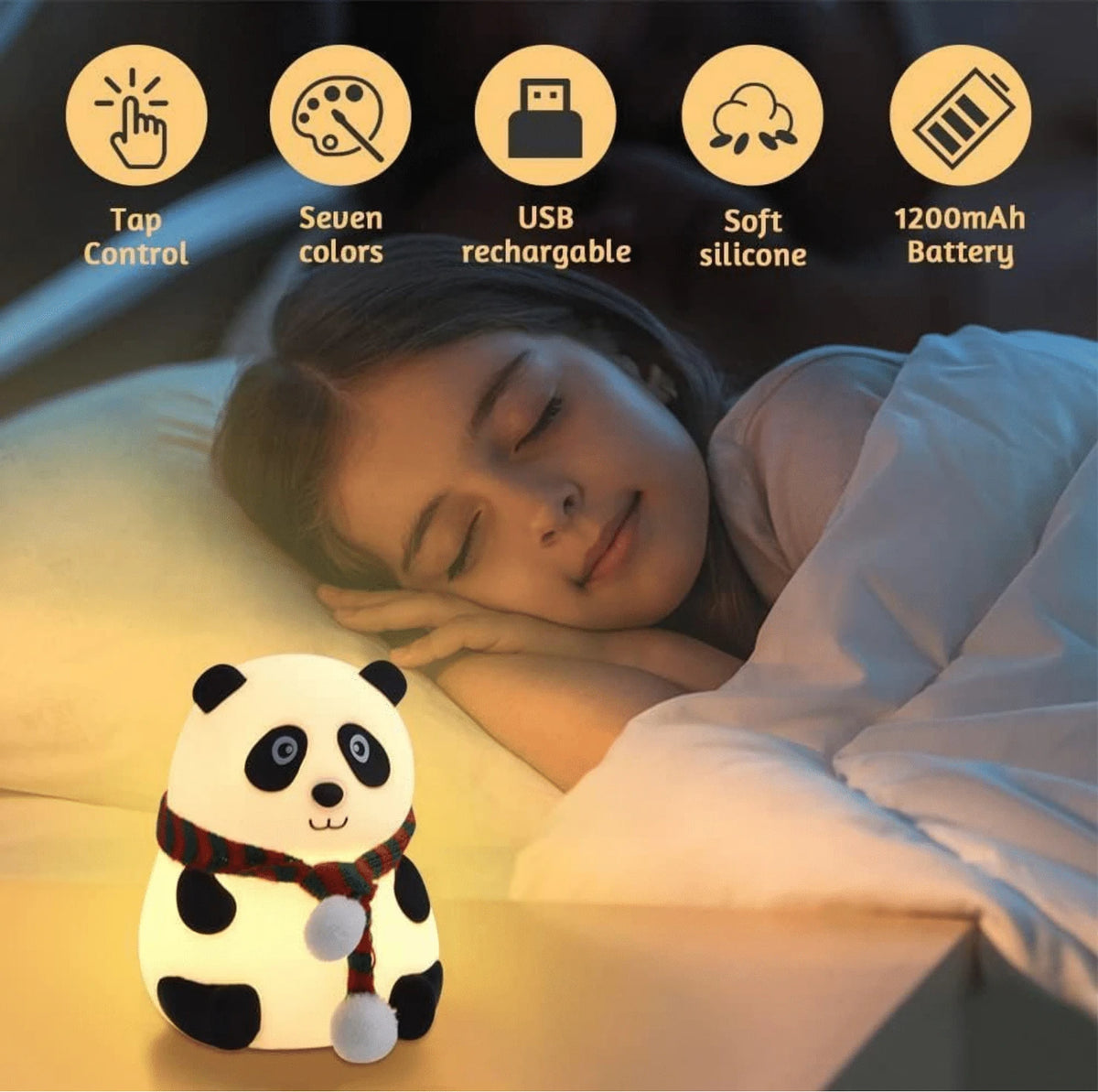 Panda Touch Night Lamp — 7 Colour LED