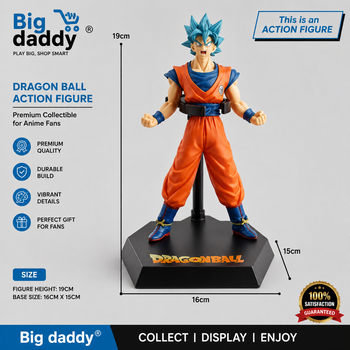 DBZ Goku blue hair standing figure 19cm